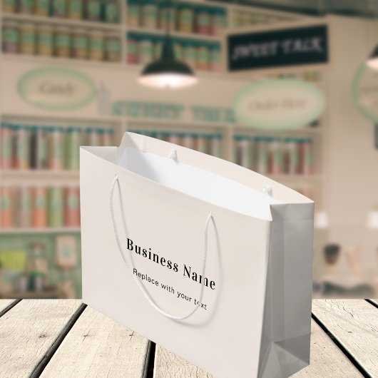 Grand Sac Cadeau Texte du nom commercial beige