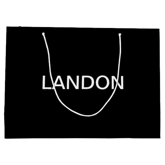 Grand Sac Cadeau Texte éditable moderne | Noir & Blanc (Dos)