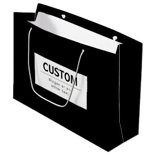 Grand Sac Cadeau Texte modifiable moderne en gras   Noir & Blanc