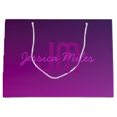 Grand Sac Cadeau Texte Monogrammé Moderne Éditable & Ombre Violet  (Devant)