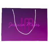 Grand Sac Cadeau Texte monogramme modifiable moderne & Ombre violet (Dos)