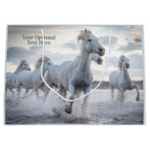 Grand Sac Cadeau Texte personnalisé Chevaux blancs (Devant)