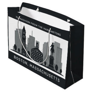 Grand Sac Cadeau Texte personnalisé Massachusetts Boston