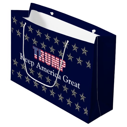 Grand Sac Cadeau Texte personnalisé Trump Garder l'Amérique de gran (Devant Angle)