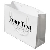 Grand Sac Cadeau Texte rétro-modern élégant | Noir & Blanc (Dos Angle)