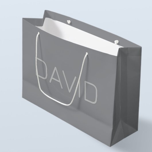 Grand Sac Cadeau Texte simple à 3 dimensions | Gray