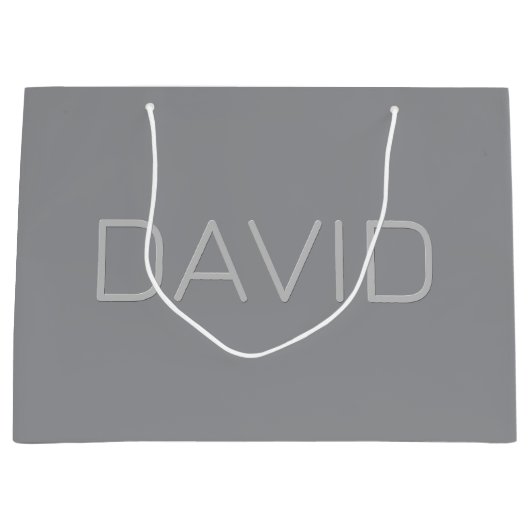 Grand Sac Cadeau Texte simple à 3 dimensions | Gray (Devant)