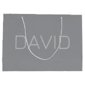 Grand Sac Cadeau Texte simple à 3 dimensions | Gray (Dos)