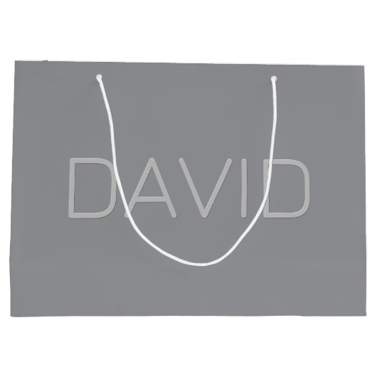 Grand Sac Cadeau Texte simple à 3 dimensions | Gray (Dos)