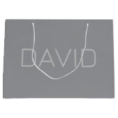 Grand Sac Cadeau Texte simple de style 3 Dimensions | Gris (Devant)