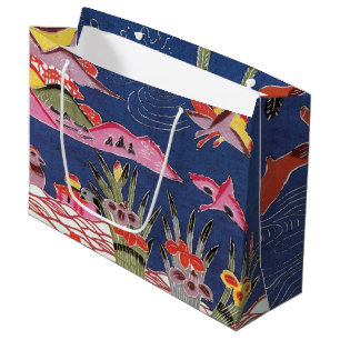 Grand Sac Cadeau Textile japonais Kimono vintage (Bingata)