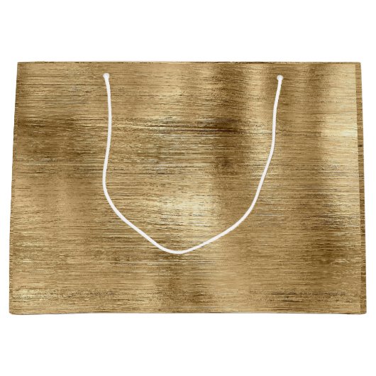 Grand Sac Cadeau Texture métallique or rustique brillant élégant (Devant)