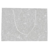 Grand Sac Cadeau Texture Parties scintillant argent blanc brillant (Dos)