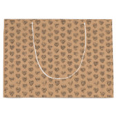 Grand Sac Cadeau Thank you in 44langs as black heart shaped pattern (Devant)