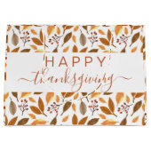 Grand Sac Cadeau Thanksgiving Gift Bag – Grateful with Fall Leaves  (Devant)