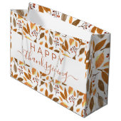 Grand Sac Cadeau Thanksgiving Gift Bag – Grateful with Fall Leaves  (Devant Angle)