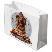 Grand Sac Cadeau Thanksgiving Golden Retriever Chien (Dos Angle)