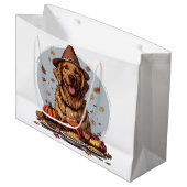 Grand Sac Cadeau Thanksgiving Golden Retriever Chien (Devant Angle)