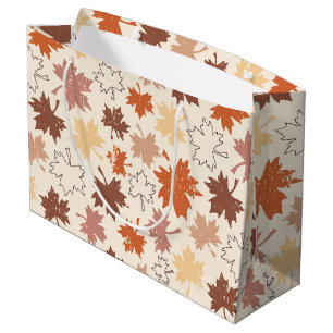Grand Sac Cadeau Thanksgiving jour design, automne feuilles naturel