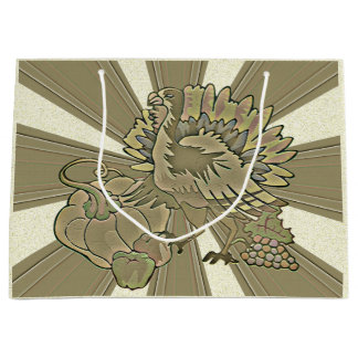 Grand Sac Cadeau Thanksgiving Turquie sculpté -