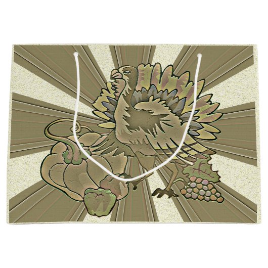 Grand Sac Cadeau Thanksgiving Turquie sculpté - (Devant)