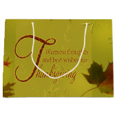Grand Sac Cadeau Thanksgiving veut typographie Feuilles (Devant)
