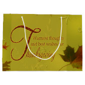 Grand Sac Cadeau Thanksgiving veut typographie Feuilles (Dos)
