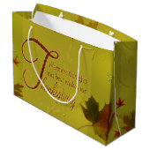 Grand Sac Cadeau Thanksgiving veut typographie Feuilles (Dos Angle)