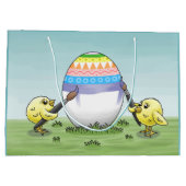 Grand Sac Cadeau The chickens paint a beautiful Easter egg (Dos)