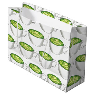 Grand Sac Cadeau Thé japonais Matcha Green Latte Teacup Foin