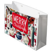 Grand Sac Cadeau Thème de Noël de baseball pour Joueur (Devant Angle)