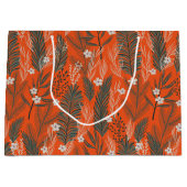 Grand Sac Cadeau Thème de Noël motif verdure fleurs blanches (Devant)