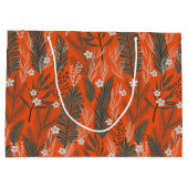 Grand Sac Cadeau Thème de Noël motif verdure fleurs blanches (Dos)