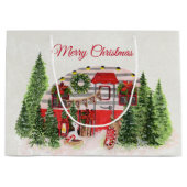 Grand Sac Cadeau Thème extérieur du camping de Noël Trailer (Devant)