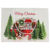 Grand Sac Cadeau Thème extérieur du camping de Noël Trailer (Dos)