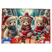 Grand Sac Cadeau Three Cute Teddy Bears Merry Christmas (Dos)