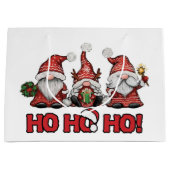 Grand Sac Cadeau Three Festive Gnomes Christmas Gift Bag (Devant)