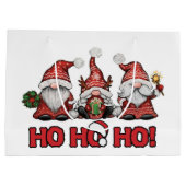 Grand Sac Cadeau Three Festive Gnomes Christmas Gift Bag (Dos)