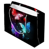 Grand Sac Cadeau Three Glowing Butterflies on night background (Dos Angle)