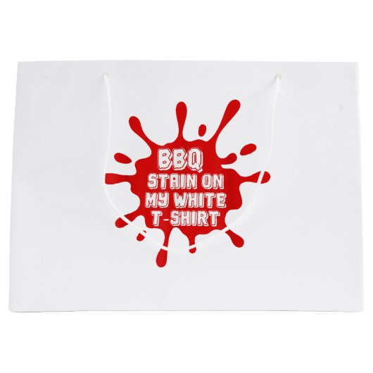 Grand Sac Cadeau Tige BBQ Sur Ma T Chemise Blanche Drôle Dit Sarcas (Devant)
