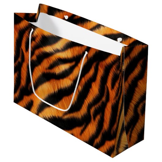 Grand Sac Cadeau Tigre noir orange (Devant Angle)