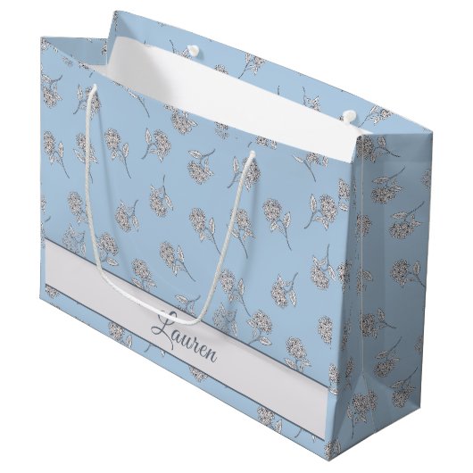 Grand Sac Cadeau Timeless Botanical Bloom Soft Blue Monogram (Devant Angle)