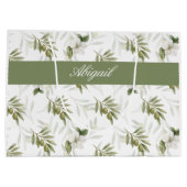 Grand Sac Cadeau Timeless Sage Olive Wataercolor Chic Name (Dos)