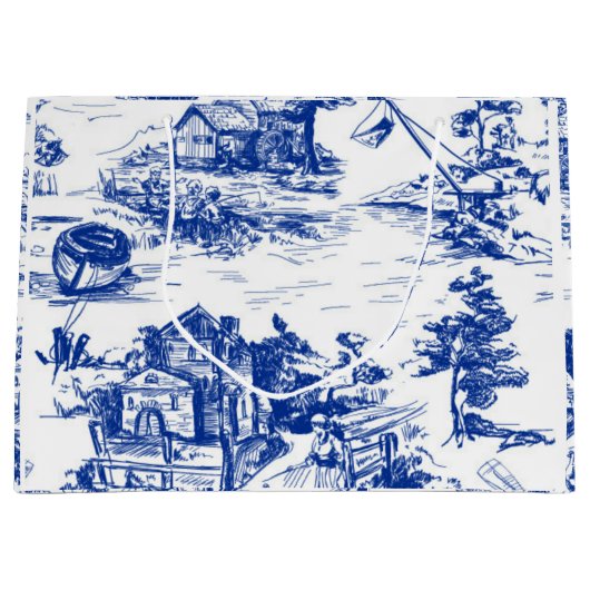 Grand Sac Cadeau Toile bleue (Devant)
