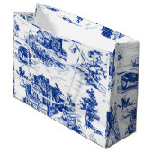 Grand Sac Cadeau Toile bleue (Devant Angle)