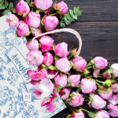 Grand Sac Cadeau Toile bleue et blanche de Jouy Fête des mariées