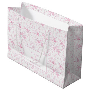 Grand Sac Cadeau Toile Classic Vintage Floral Mariage rose