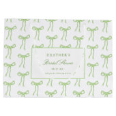 Grand Sac Cadeau Toile Green Bow Attache La Fête des mariées Bleu K (Dos)