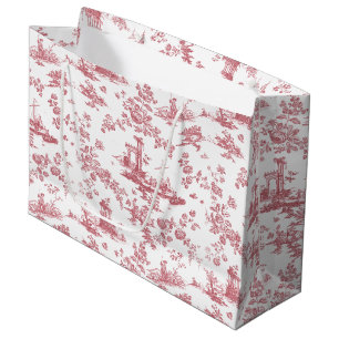 Grand Sac Cadeau Toile vintage Florale de Jouy-Pink