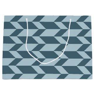 Grand Sac Cadeau Tons Bleus Gras Deux Tons Flèche Chevron